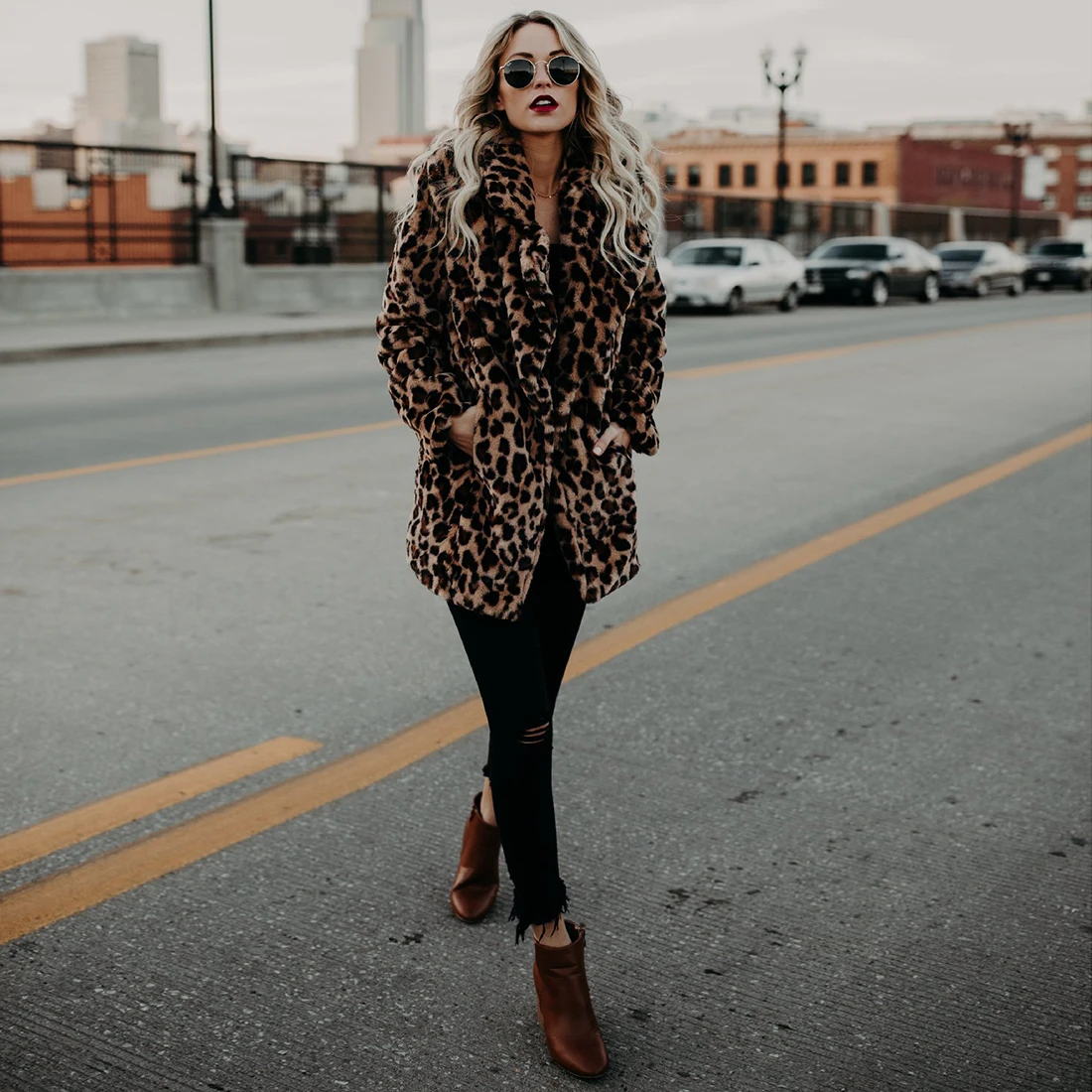 TUHAO Женская Куртка удобная женская зимняя куртка 2018 роскошный искусственный мех леопард искусственный мех пальто кроличий мех пальто