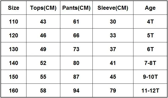 Size chart