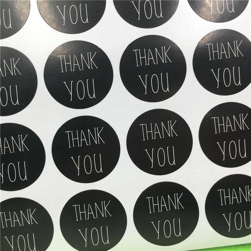 

600PCS/Lot Handmade Black Paper Thank You Sticker Labels 3cm Diameter Self-adhesive DIY Labels For Box Gift Cards Cookies Bake