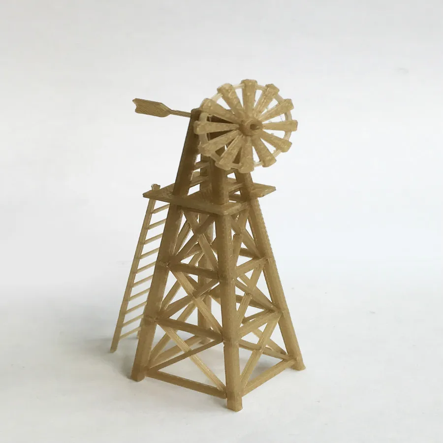 Train railway model scene HO ratio 1:87 country farm windmill tower |
