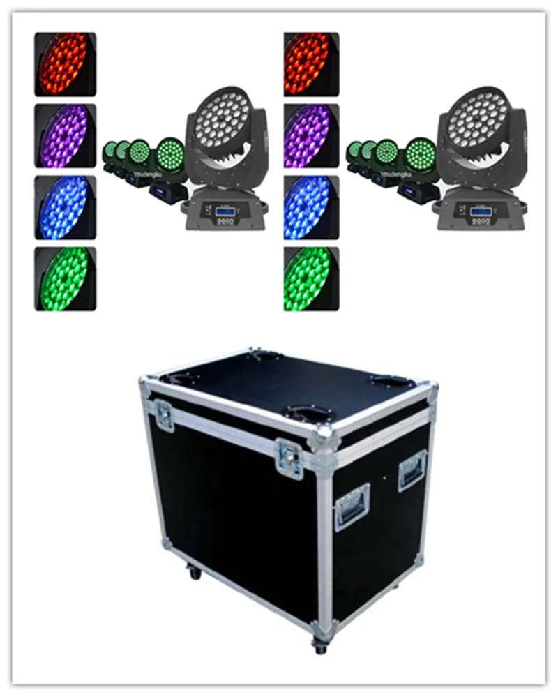 2 pcs moving head with flightcase 36x15w 5in1 lyre dmx moving heads rgbwa led wash zoom light