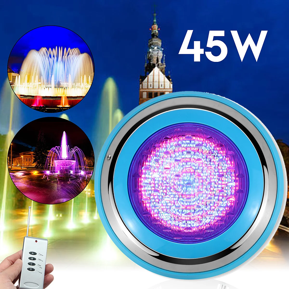 

45W LED Underwater Light RGB Pond Outdoor Swimming Pool 12V Waterproof Decorative LED Lighting + Remote Control
