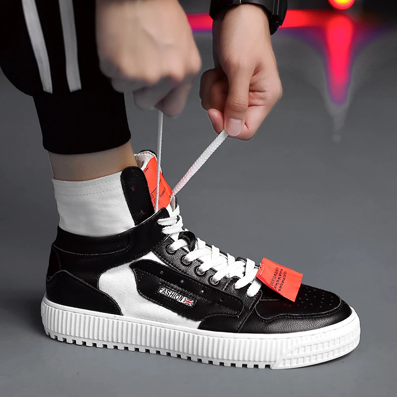 

2019 High Top Sock Cool Men Sneakers Platform Shoes Breathable Mesh Male Lace-up Shoes Walking Men Vulcanized Shoes