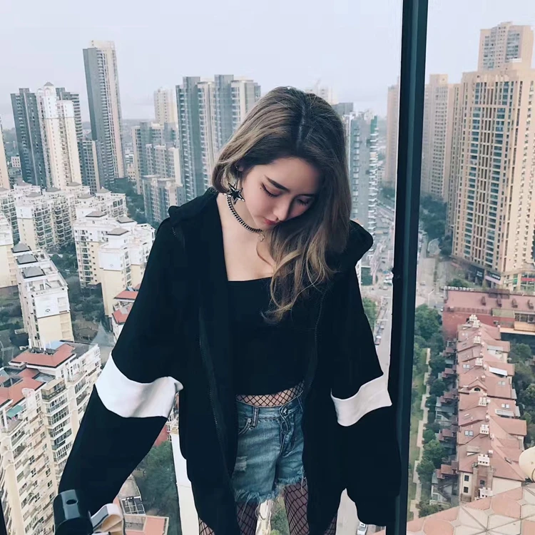 Autumn Unisex Hoodies Women Warm Sweatshirt Casual Long Sleeve Loose Hoodies Outerwear Black