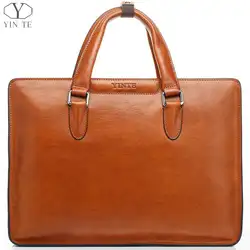 Yinte 2016 Пояса из натуральной кожи Для Мужчин's Портфели Известный Роскошные сумки Высокое качество Бизнес Рабочая офисная сумка портфель t8359-5