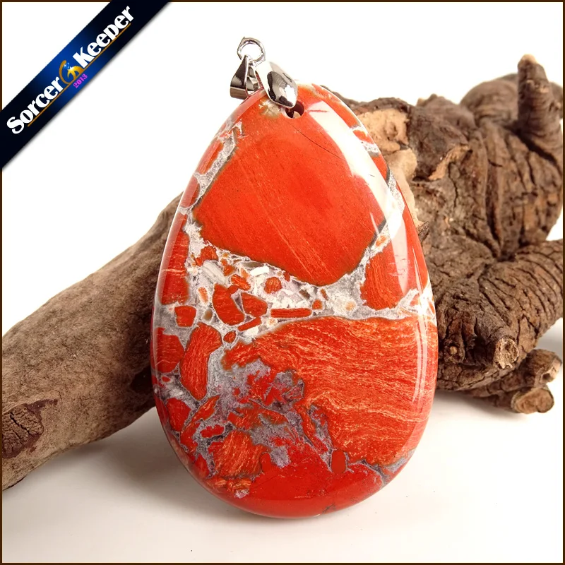 

Natural Crystal Stone Red Bloodstone Beads Agates Pendant Jewellery Women Men's Charm Necklace Bijoux with Gift Box WS815