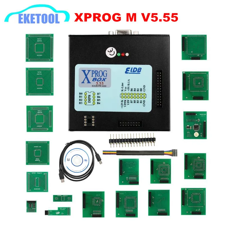 Новейший XPROG V6.12 V5.84 V5.55 USB ключ с полным адаптером XPROG-M лучше, чем XPROG V5.60/V5.55/V5.0 X prog металлическая коробка - Цвет: V5.55