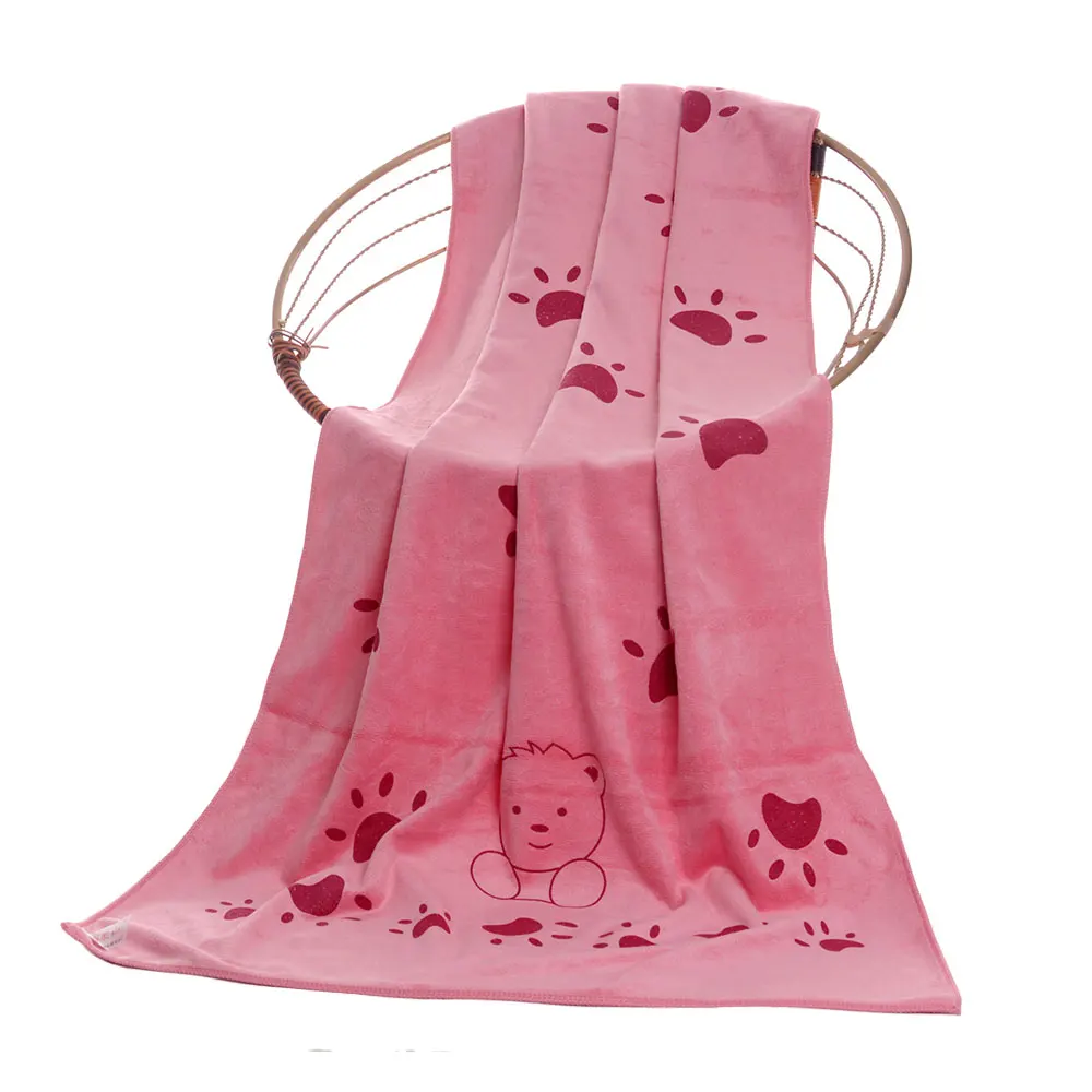Милое детское банное полотенце для лица с изображением улыбающегося медведя, банное полотенце для детей, для новорожденных, для ванной комнаты, милое удобное полотенце с рисунком, 48 см x 24,5 см - Цвет: Rose Red