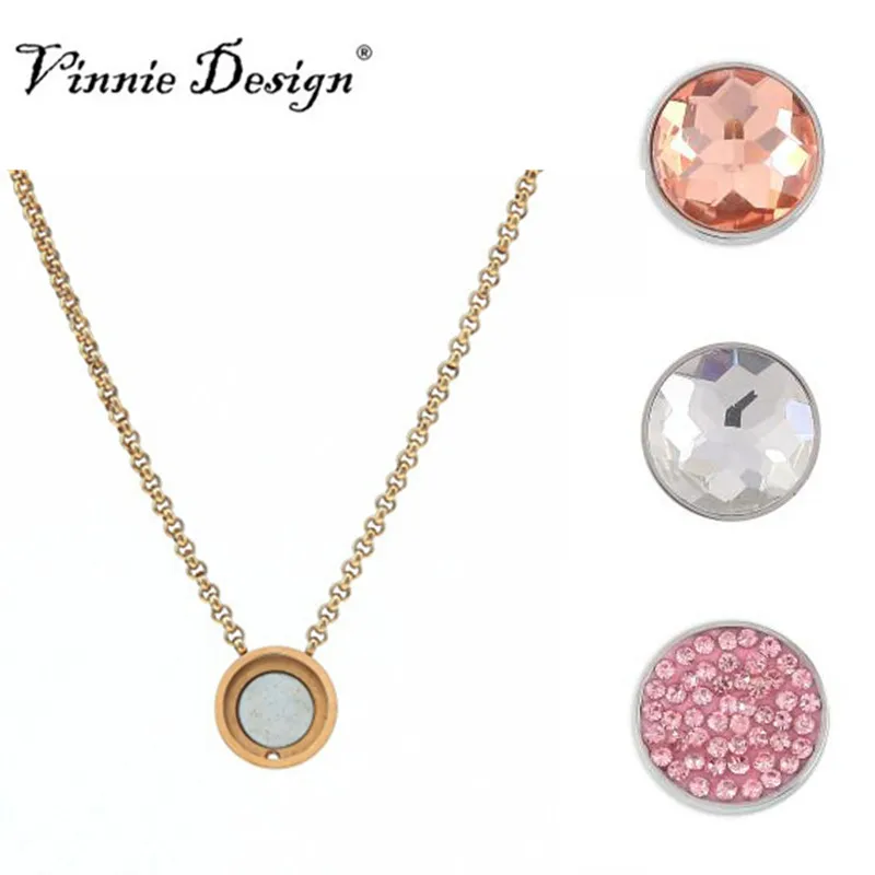 Vinnie Design joyería 45 cm Acero inoxidable cambio collar con 3 unids moneda magnética intercambiable Vinnie Design joyería 45 cm Acero inoxidable cambio collar con 3 unids moneda magnética intercambiable