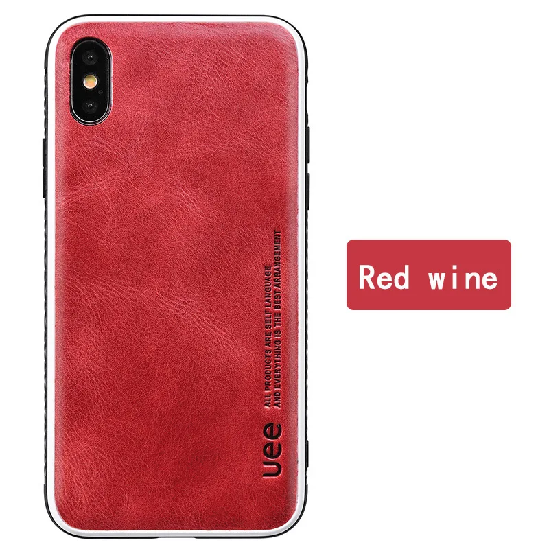 Натуральная кожа для iphone 7 чехол Модный деловой чехол для телефона для iphone 8plus X XS сплошной цвет ударопрочный защитный чехол - Цвет: Red wine