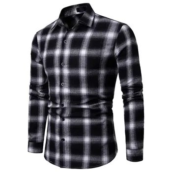 

2019 Brand Long Sleeve Plaid Shirt Of Men Top Blouse Mens Cothing Slim Fit Casual Shirts For Male Fashion Social Blouse Clothes