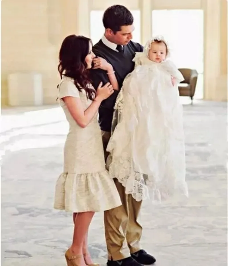 Младенческое белое/для крещения, цвета слоновой кости; платье для маленьких девочек крестильное платье с кружевными цветами платье для