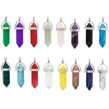 

16pcs Creative Shape Healing Pointed Chakra Beads Stone Pendants for DIY Necklace Jewelry Making