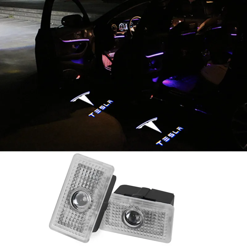 

2X Led Car Door Logo Laser Projector Light Emblem Ghost Shadow Welcome Lamp For Tesla MODEL S X 2014 2015 2016 2017 2018