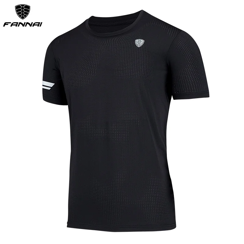 FANNAI Running Shirt Men Gym shirt Breathable Polyester Dry Fit Sport New Quick Dry Fitness Work out sports shirt