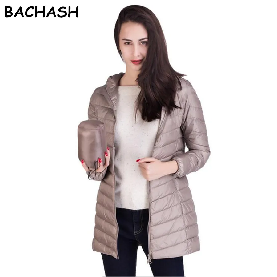 Женский Тренч с капюшоном BACHASH однотонный Повседневный длинными рукавами и
