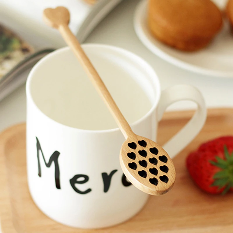 Древесина бука мед ложками Деревянный Мед Dippers Набор Длинная ручка Ложки форме