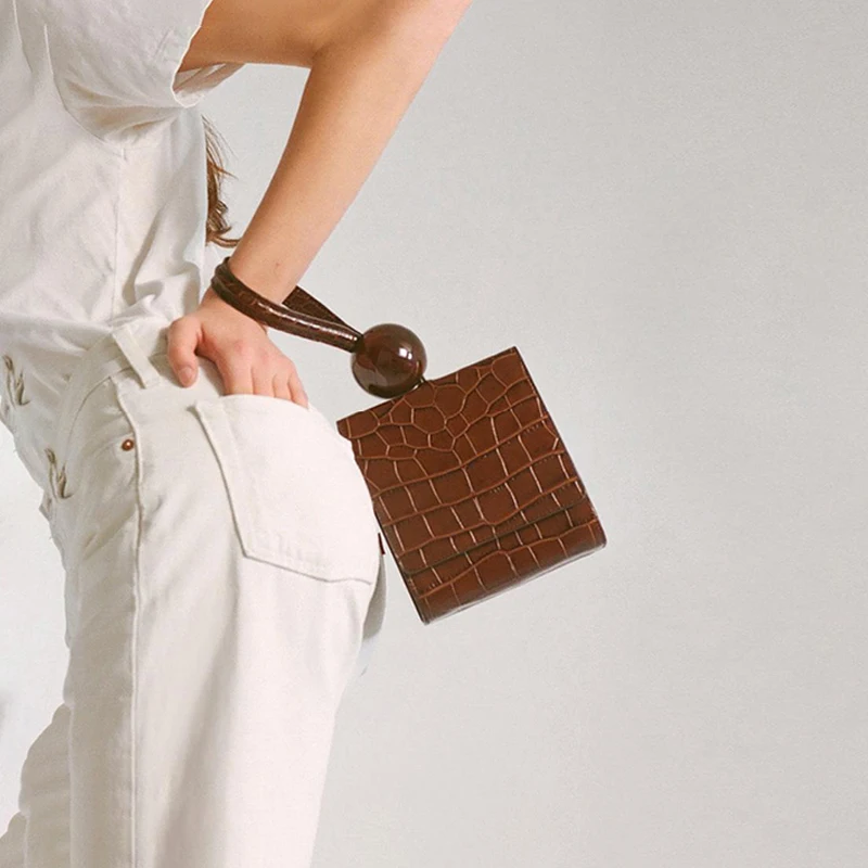 حقيبة يد فاخرة حقائب النساء مصمم تمساح نمط الاكريليك الكرة صغيرة رفرف مربع حقيبة ملص دي سنهورا عارضة حقيبة نسائية صغيرة