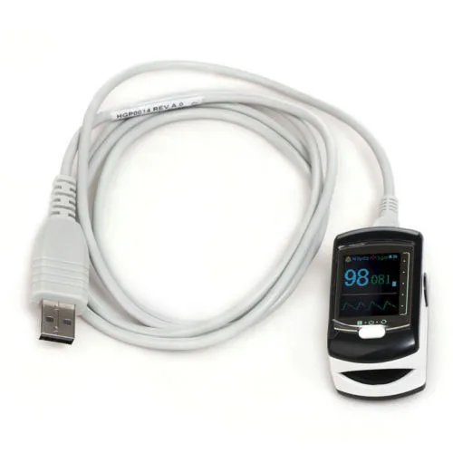 

CONTEC CMS50E Fingertip SPO2 Pulse Rate Oximeter PC Software USB Audio Alarm Continuous monitoring for 12 hours Color OLED