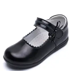 Детская школьная униформа для девочек кожаные туфли с бантом производительность детские черные тонкие туфли нескользящая удобная обувь