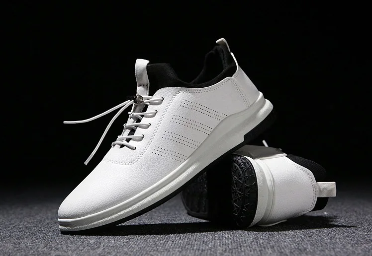 Spring Autumn Man Walking Shoes Sneakers Leather Breathable Korean Sport Shoes Wear-resistant Elastic-band Flat Shoes for Male (5)