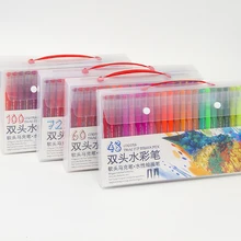 Двойная Кисть ручка маркеры искусства-48 цветов-двойной наконечник кисти Акварельные Ручки Маркеры-(набор из 48