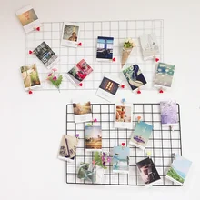 

Hanging Photo Frame Metal Wall Mesh Grid Bedroom Living Room Iron Multi-frame Photos Storage Rack Home DIY Decoration
