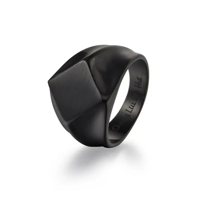 Классическое черное квадратное мужское кольцо из нержавеющей стали в винтажном стиле, серебряное кольцо для мужчин, хип-хоп панк кольцо на палец Ангел masculino