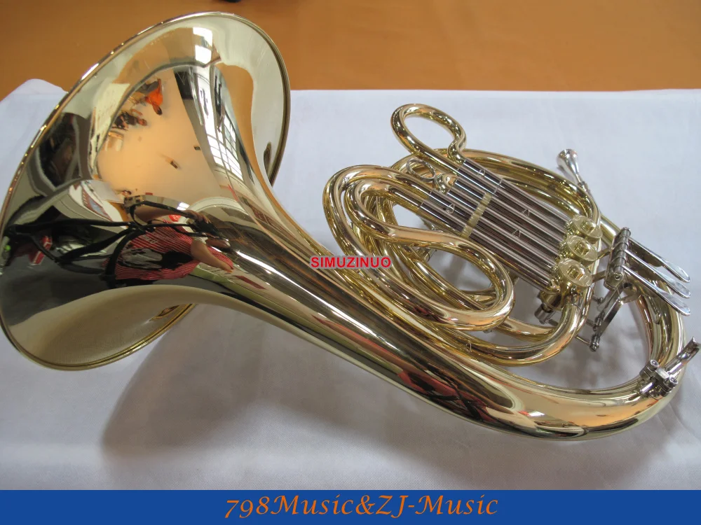 

Gold Lacquer 3 Key Mini French Horn F Key Pocket horn With Case