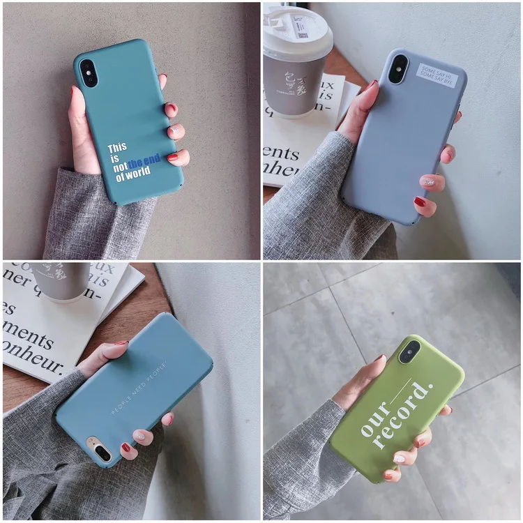 Amusing retro Simple letter phone case for coque iPhone 7 8 6 6s plus XS max Solid color Ultra thin iphone cover X XR | Мобильные