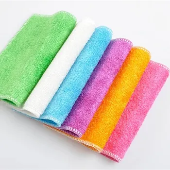 

1pc Kitchen Anti-grease Wiping Rags Efficient Bamboo Fiber Cleaning Cloth Home Washing Cloth Dish Multifunctional Cleaning Tools