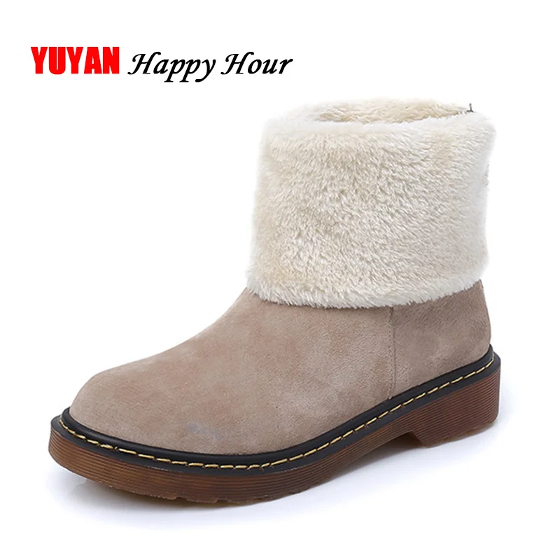 

Womens Snow Boots 2018 Genuine Leather Winter Shoes Suede Leather Ankle Boots Warm Plush for Cold Winter Women's Boots A246