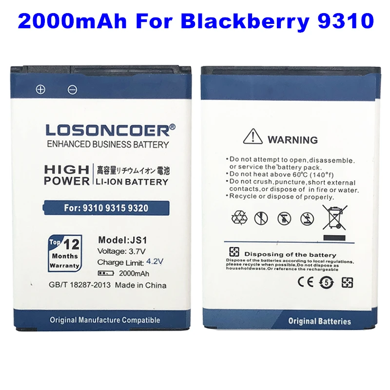 LOSONCOER 2000 мАч JS1 для Blackberry Curve 9310 9720 9220 9320 9315 9230 батарея телефона большой