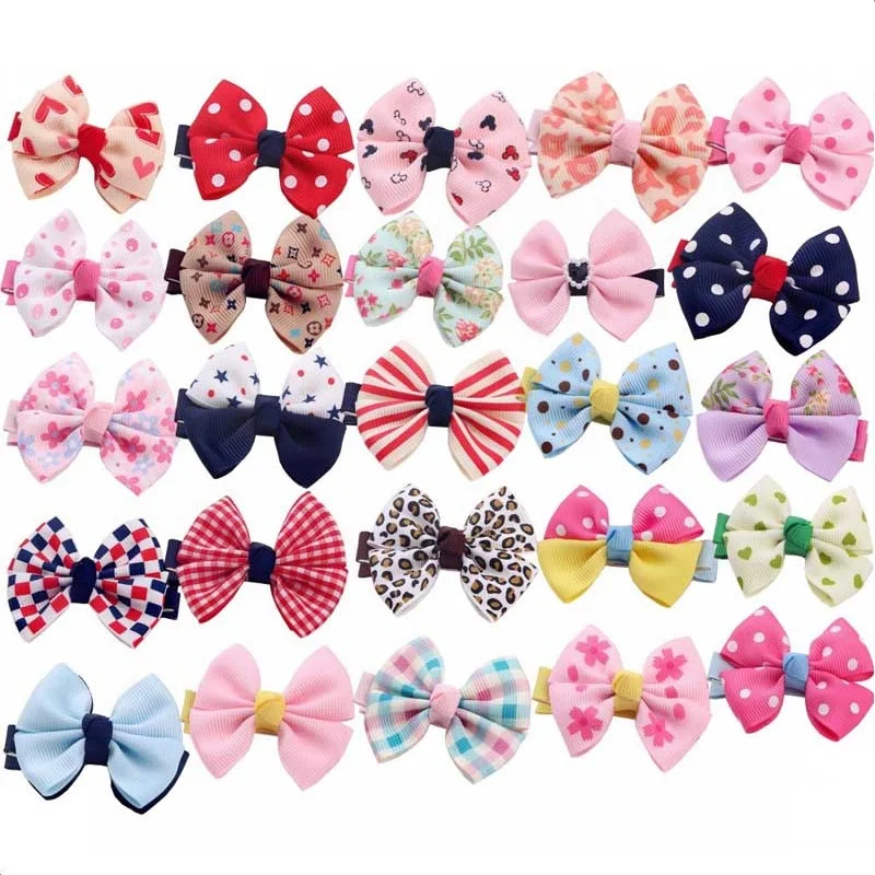 5pcs/20pcs/50pcs/100pcs in 1 pet dog grooming bows 5cm hair clips for
