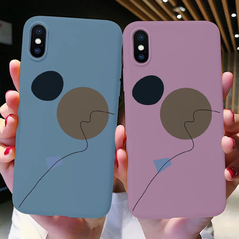 

For iphone 6 6S 7 8 Plus Silicone Ins geometric line Matte Colorful Cover For TPU iPhone X XS Max XR Soft For iPhone 7 plus Case