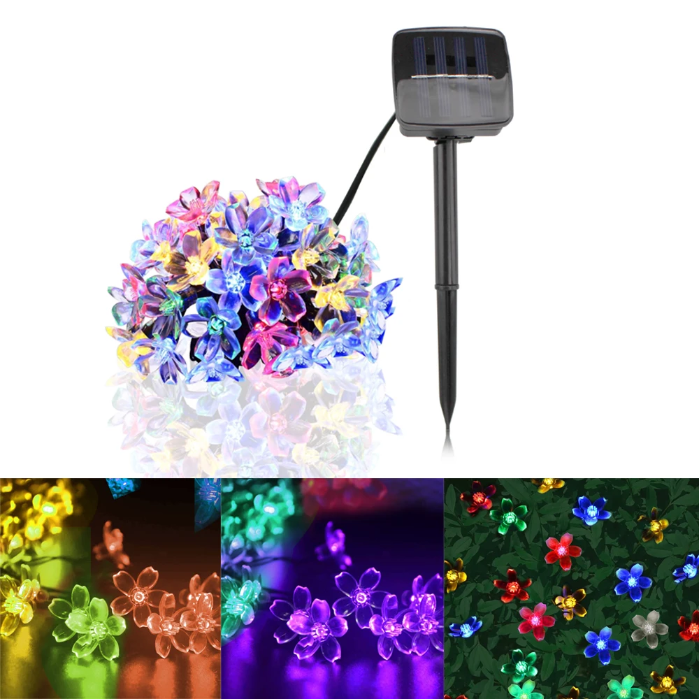 

7M Solar Light String 50 Leds Fairy Lights Peach Flower Led Garland Solar Powered Lamp Outdoor Waterproof Garden Christmas Decor