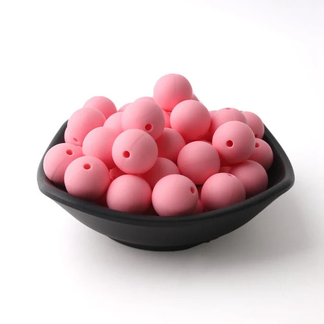 60pcs 12mm Baby Teether Silicone Beads Diy Pacifier Chain Bracelet Bpa Free Chewable Round Silicone Bead Accessories For Newborn Pale Pink
