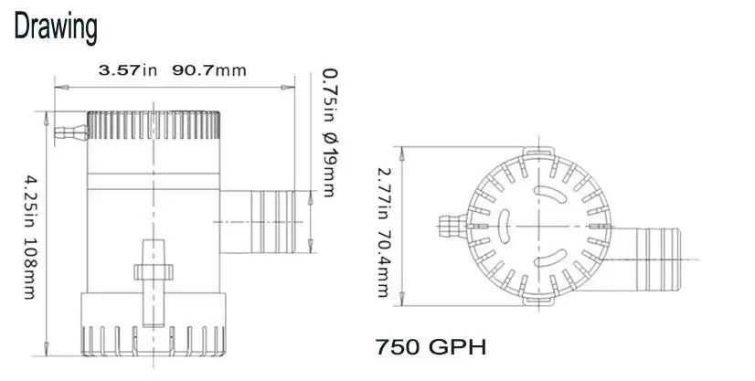 HCSSZP Трюмный насос 750GPH DC 12 В Электрический водяной насос для аквариума погружной гидросамолет мотор дома дом для морской лодки