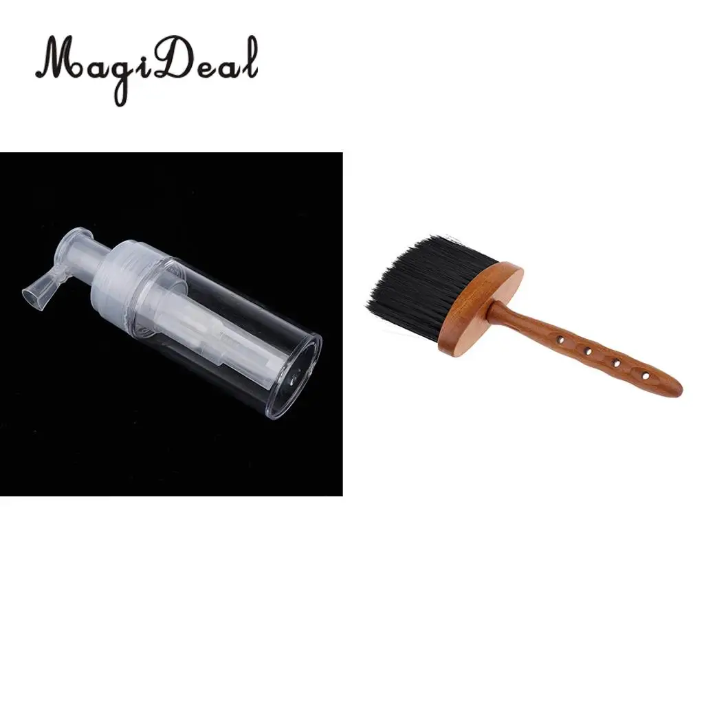 Kesoto Empty Refillable Powder Spray Bottle 110ml with Salon Neck hair Cut Duster Cleansing Brush Face Dirt Sweep Tool Set