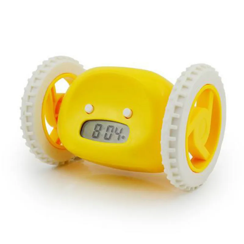 Cute Run Moving Runaway Running On Wheels Digital LCD Alarm Clock Chase