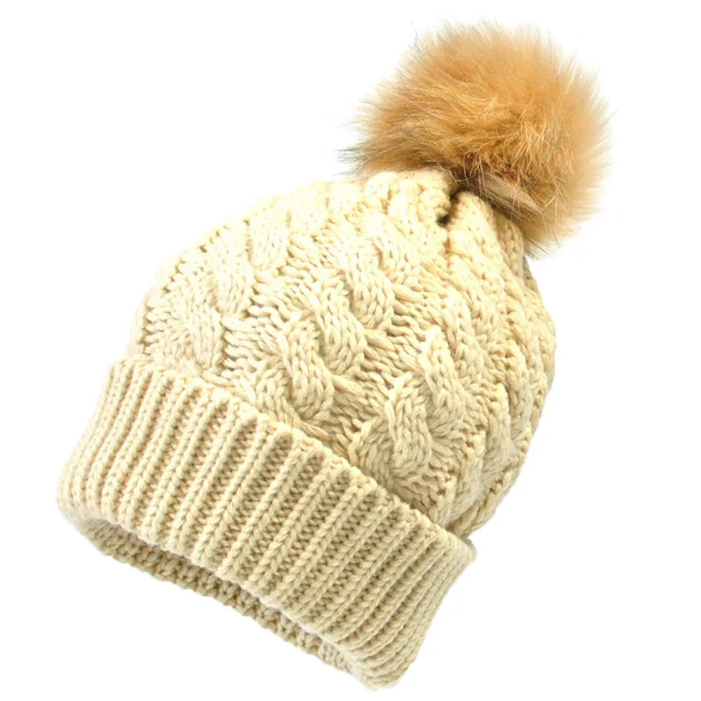 Вязаная семейная шапка для новорожденных мальчиков и девочек, теплая шапка для мамы и ребенка, теплая зимняя меховая шапка, шапка MJ1128