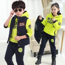 Комплект зимней одежды из 3 предметов для девочек и мальчиков, плотные теплые спортивные костюмы, верхняя одежда, ensemble, костюмы для девочек 4, 6, 8, 10, 12, 14 лет