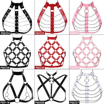 

Strappy Body Harnes Bra Women Top Cage Chest belt Adjust Goth Punk party Wear