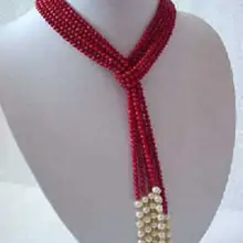 Очень хорошо Потрясающий красивая Потрясающие Red Coral Ожерелье ювелирные украшения Натуральный серебряный