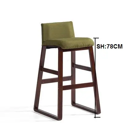 Твердый деревянный скандинавский барный стул современный минималистичный передний диван барный стул высокий стул - Цвет: H seat height 78cm
