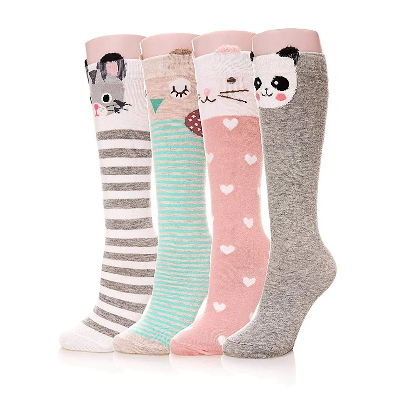 

Girls Socks Knee High Stockings Cartoon Animal Warm Cotton Socks