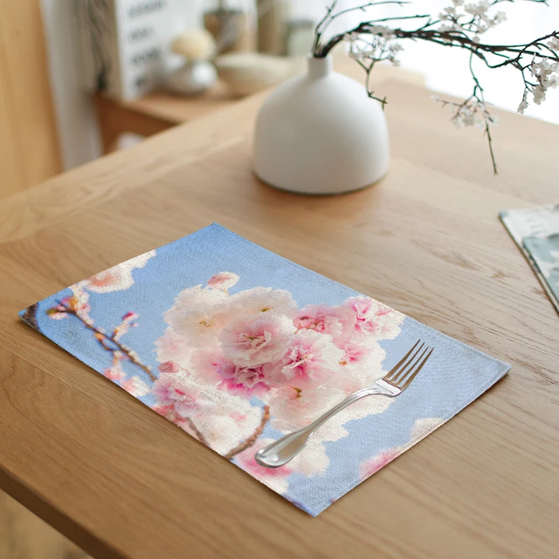 Весенние цветные растения Скатерть прямоугольная японские цветы чайное полотенце Слива losom льняная ткань салфетки хлопок кухонное полотенце s