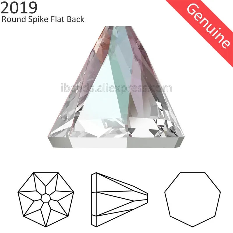 

NEW! (2 Pcs) Original Crystals from Swarovski 2019 Round Spike Flat Back no hotfix Rhinestone for shoes bags decoration nail art