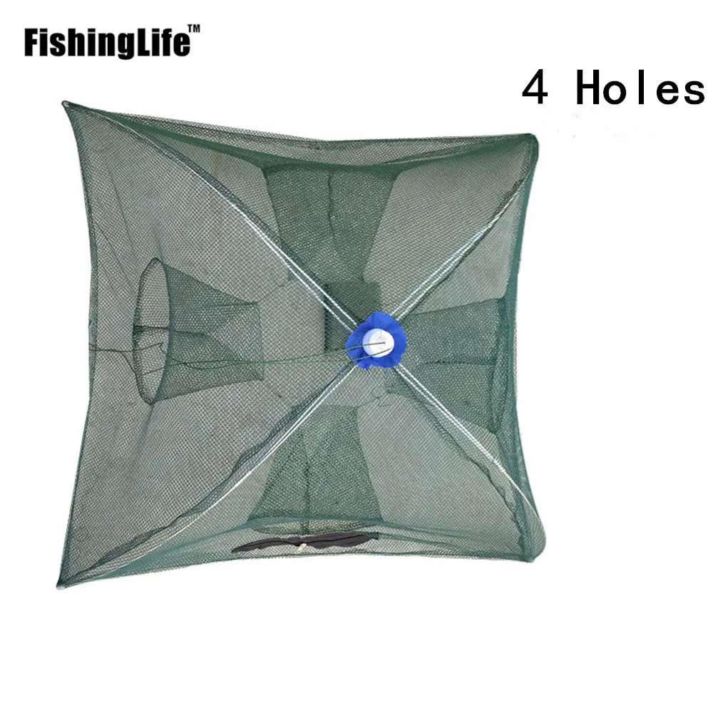 

FishingLife 2/4/8/10/16 Holes Automatic Fishing Net Shrimp Cage Nylon Foldable Crab Fish Trap Cast Net Cast Folding Fishing net