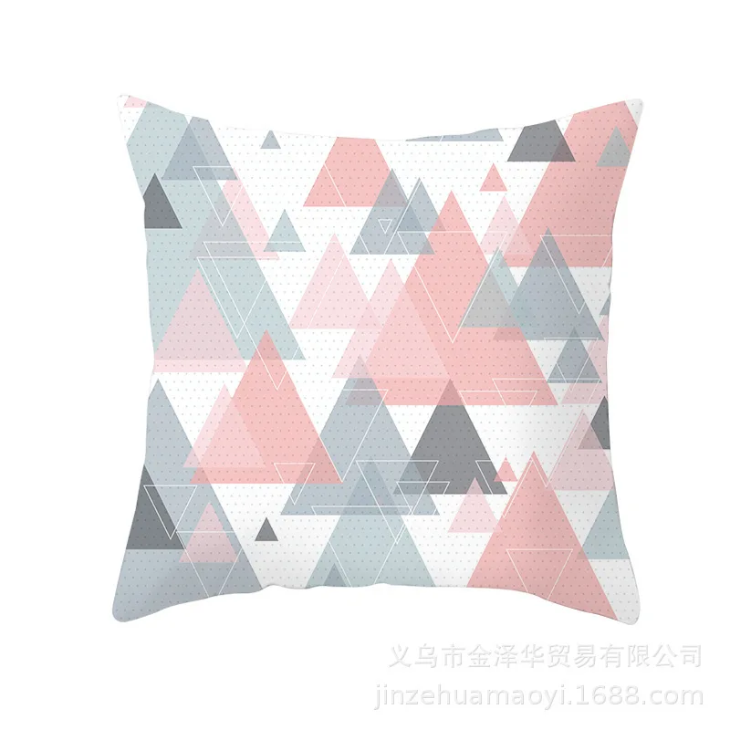 Modern Concise Pillow Cover Case Office Cushion Set Pink Colour Geometry Printing Decoration Home Furnishing Articles - Цвет: 10